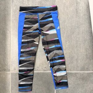 Adidas Kids' Black and Blue Geometric Leggings